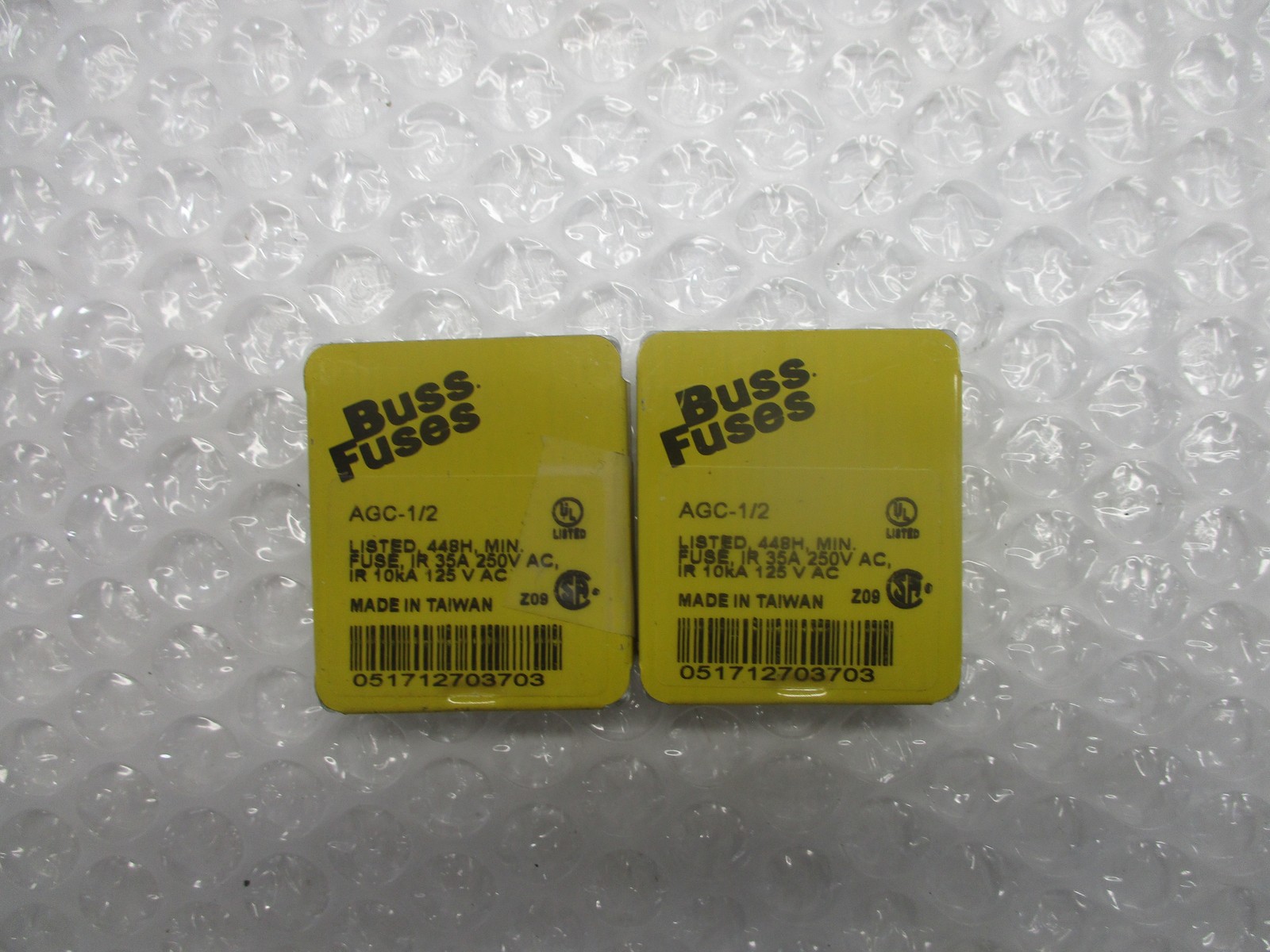 BUSSMANN AGC-1/2 FUSE LOT OF 2 PKG OF 5 NSMP