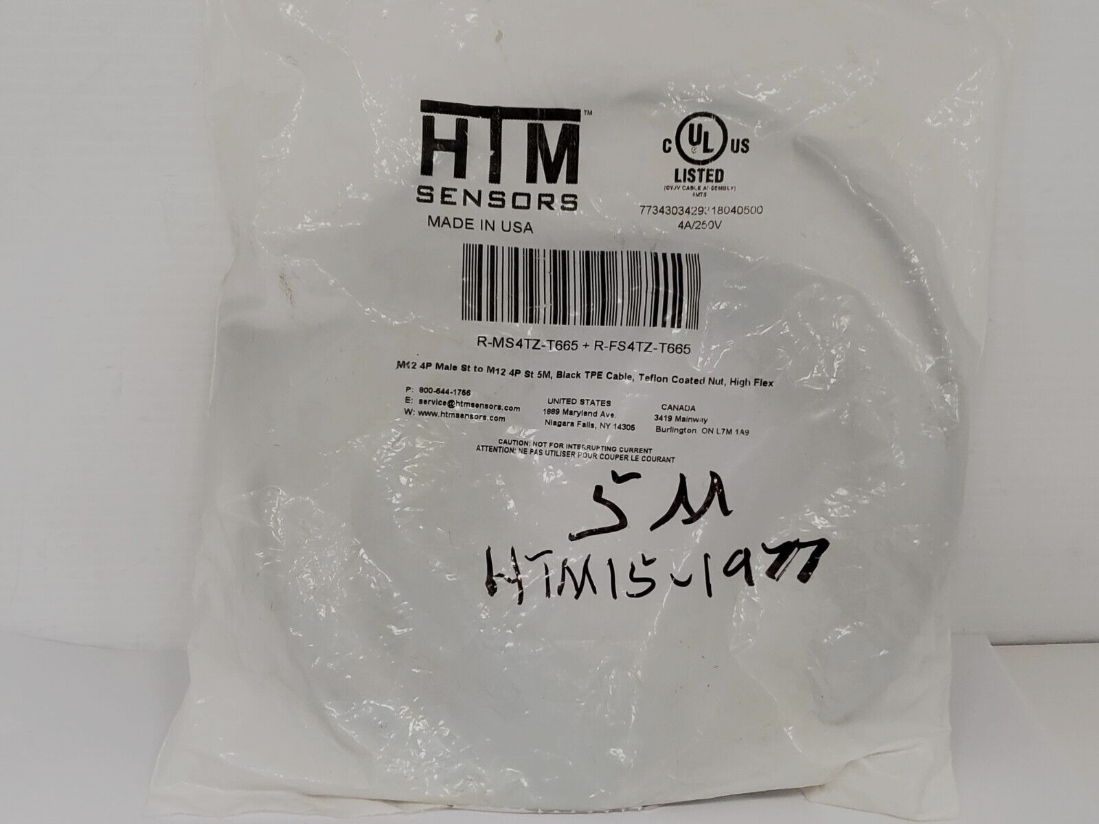 HTM SENSORS R-MS4TZ-T665+R-FS4TZ-T665 CABLE MALE/FEMALE 4 POLE NIB