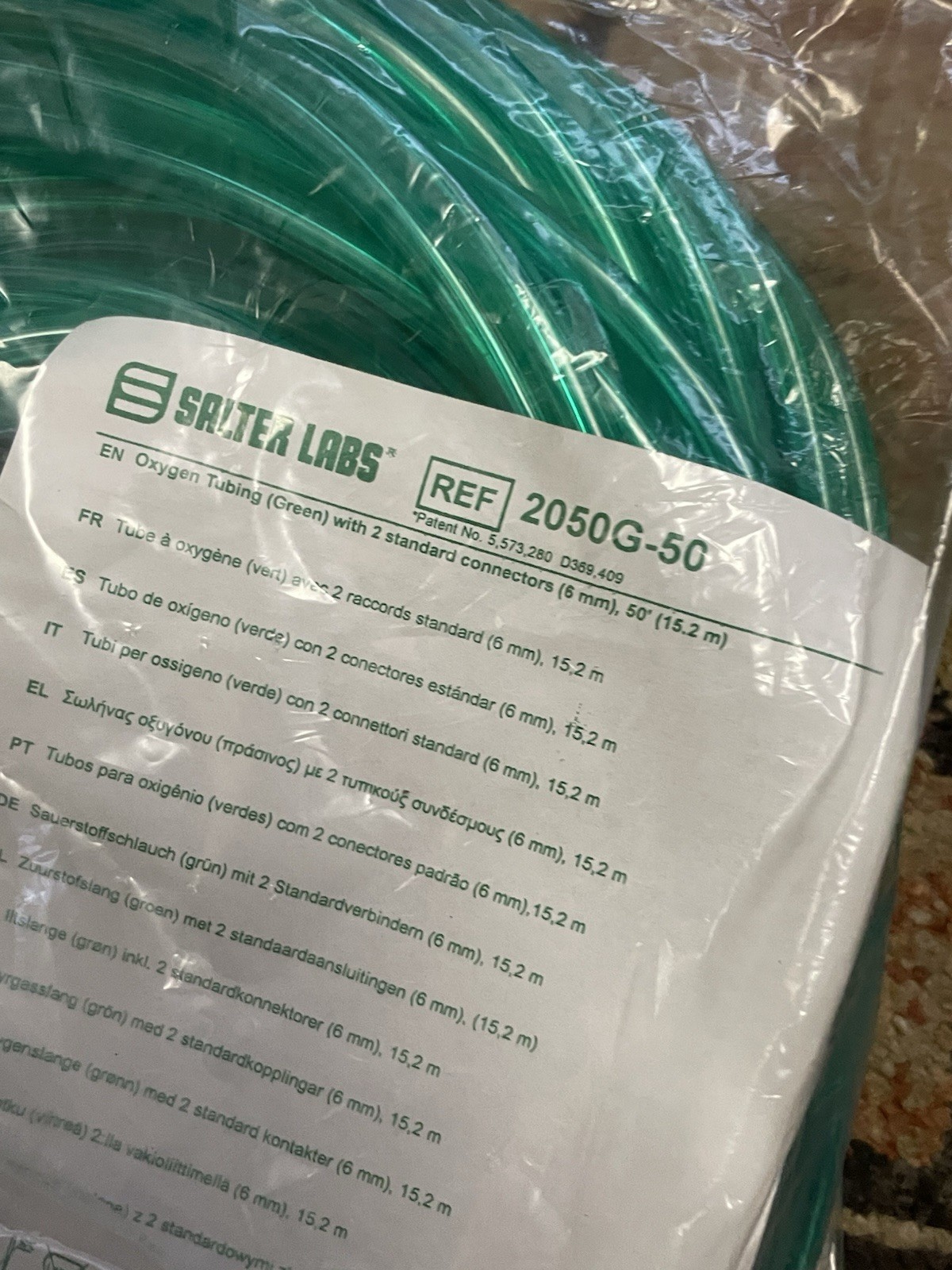 Salter Lab 2050 G-50 Green Tube 50 Feet Unused Sealed