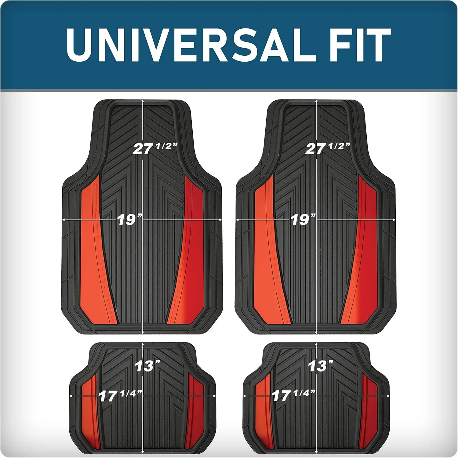 Custom Accessories 4-Piece Anodized Sport Floor Mats, All-Weather Mats for Cars,