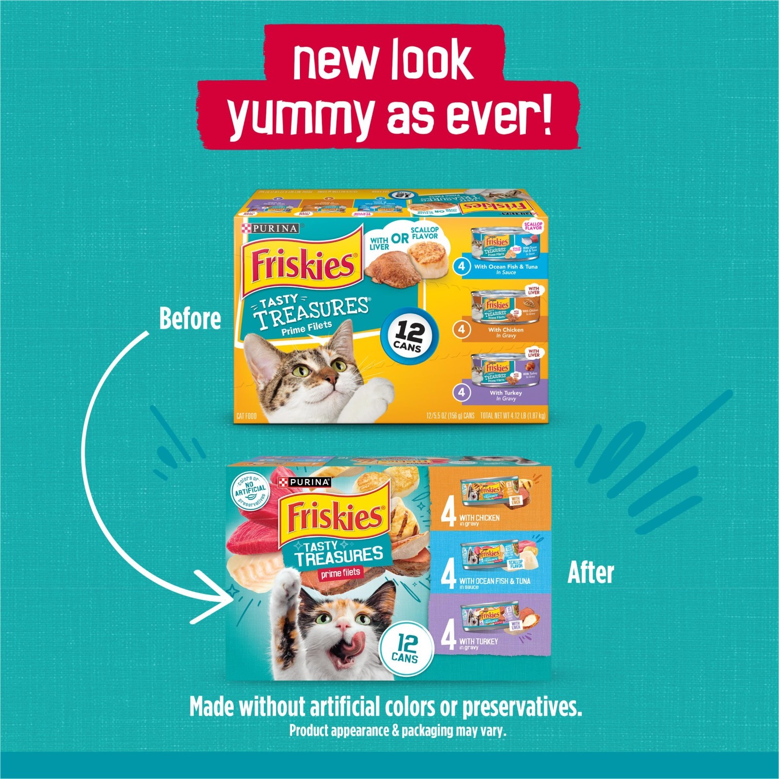5 Pack Friskies Gravy Tasty Treasures Prime Filets, Wet Cat Food, 5.5 oz 12 Cans
