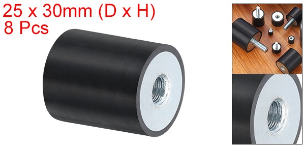 8Pcs 25 x 30mm M8 Thread Female Rubber Mounts, Silent Block Base Block