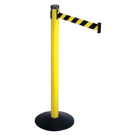 Retracta-Belt 301Ya-Byd Barrier Post With Belt, Yellow, 10 Ft Length, 40 In