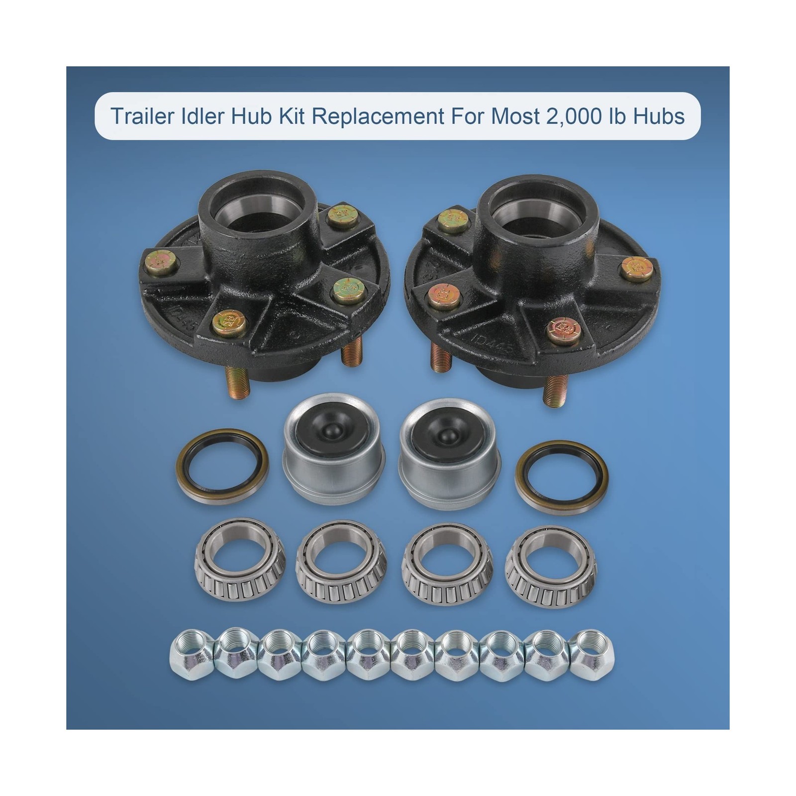 JDMSPEED 2 Trailer Idler Hub Kits 5 on 4.5″ Replacement for Axle 1-1/16″ Bear