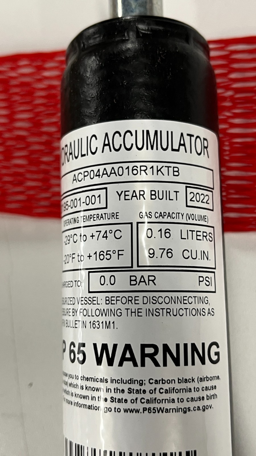 Parker ACP04AA016R1KTB Hydraulic Crimped Piston Accumulator