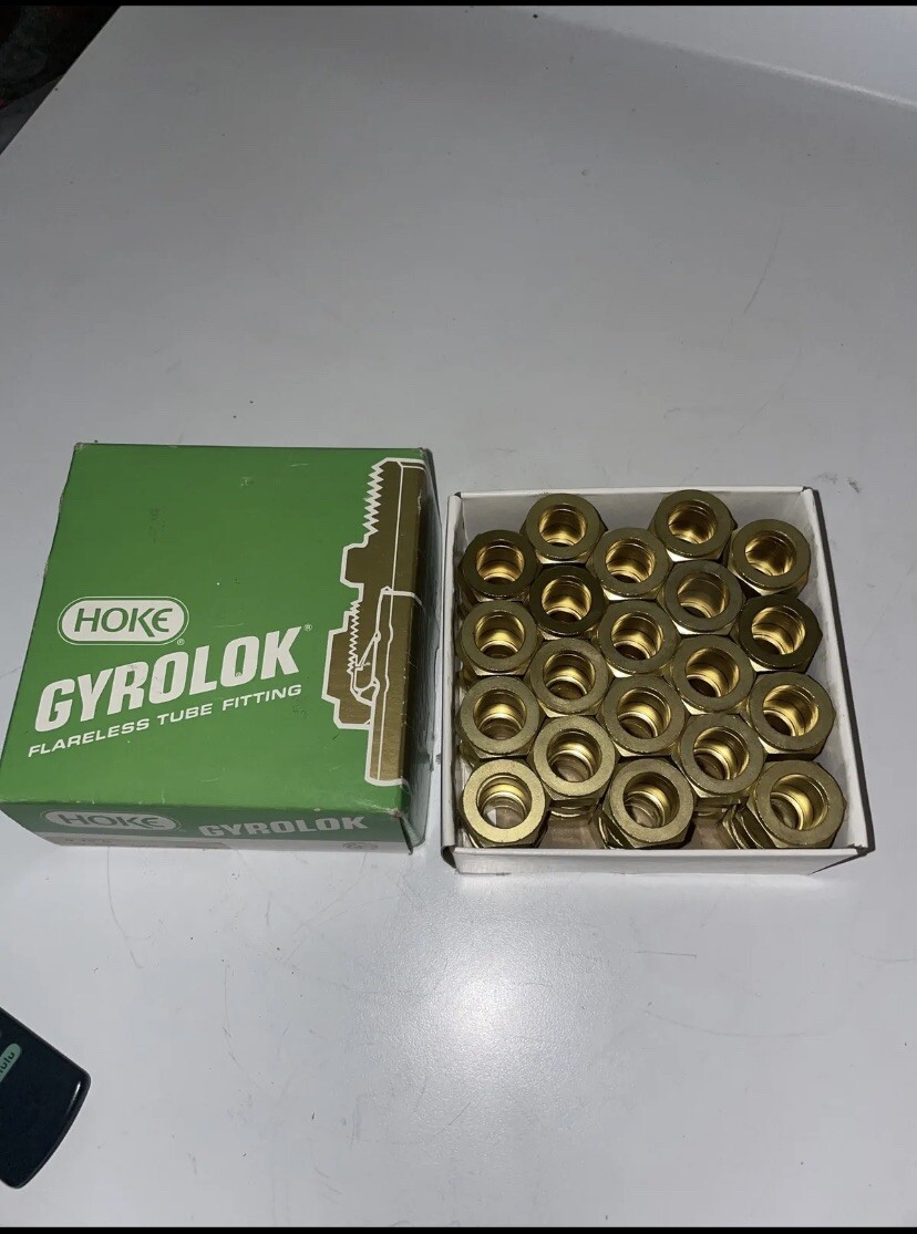 New Box of (20) G 10 U Hoke Gyrolok Fitting Union Brass 5/8″ X 5/8” Tube G10U