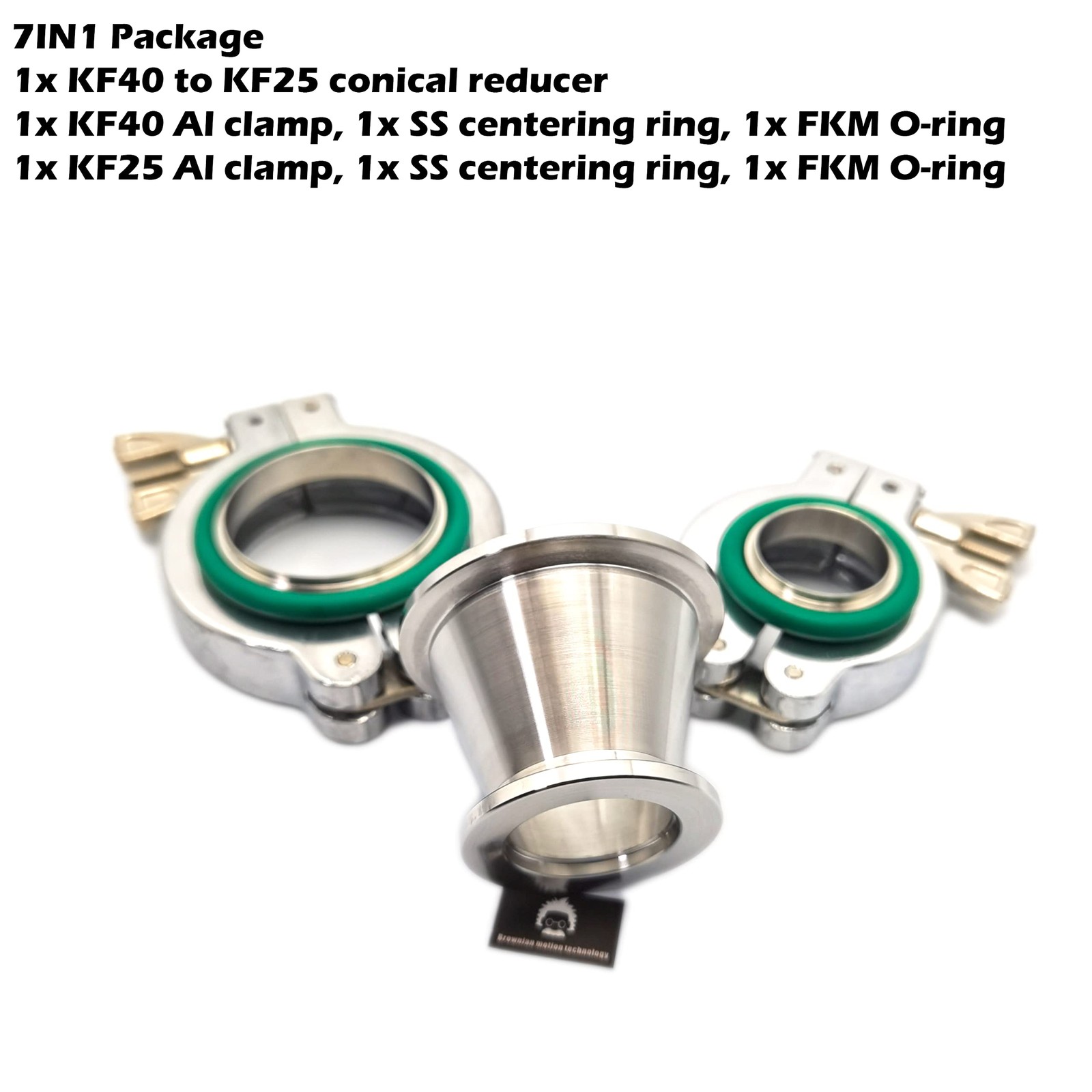 KF40 to KF25 conical Reducer, NW40 conical Reducer, SST Centering Ring, FKM O…