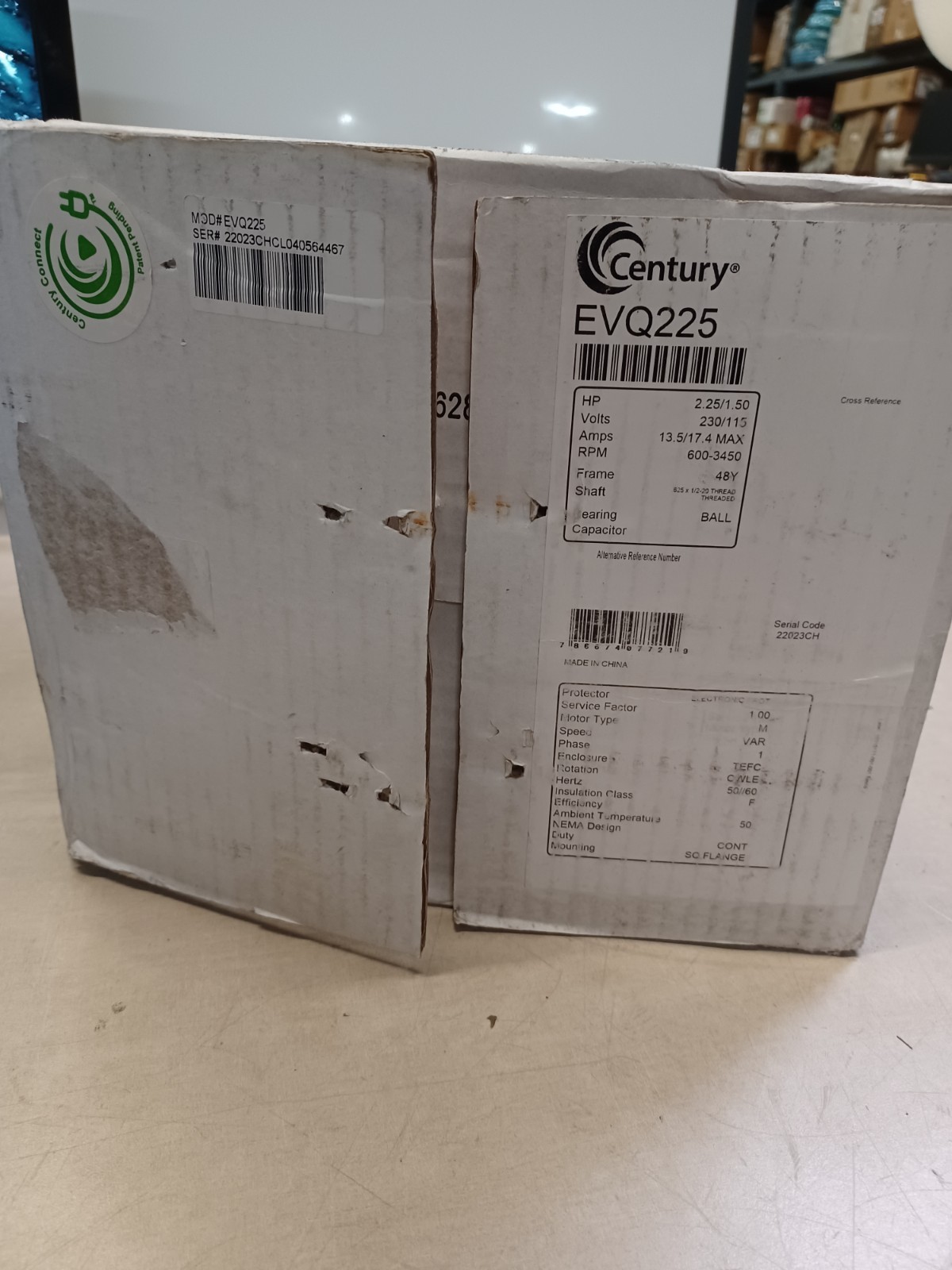 Century EVQ225 VGreen VS Motor 2.25HP 1 Phase 60Hz 230/115V 48Y Frame