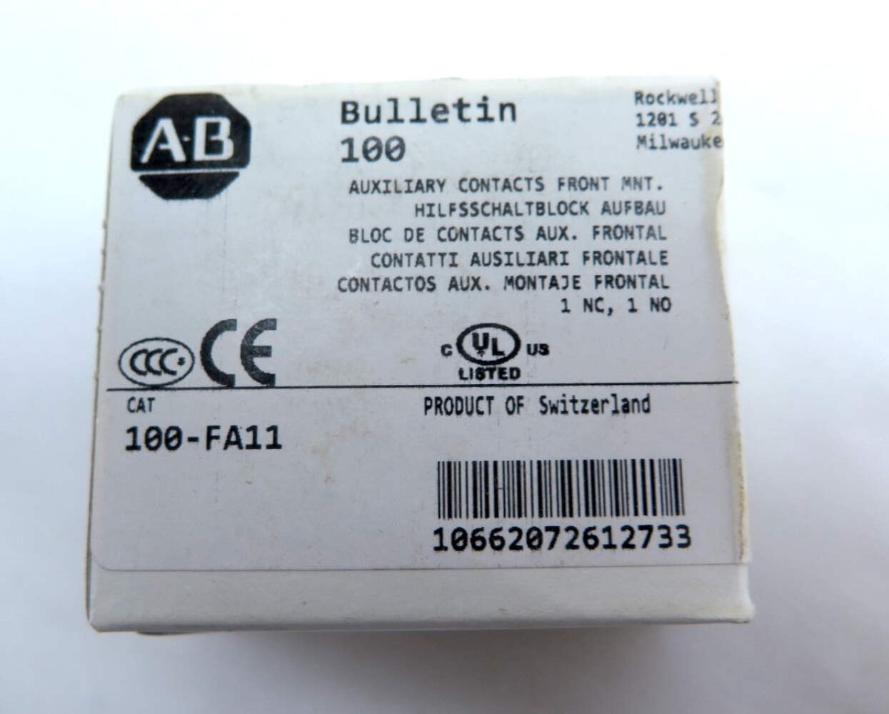 Allen-Bradley 100-FA11 Auxiliary Contact Front MNT. LOT OF 2