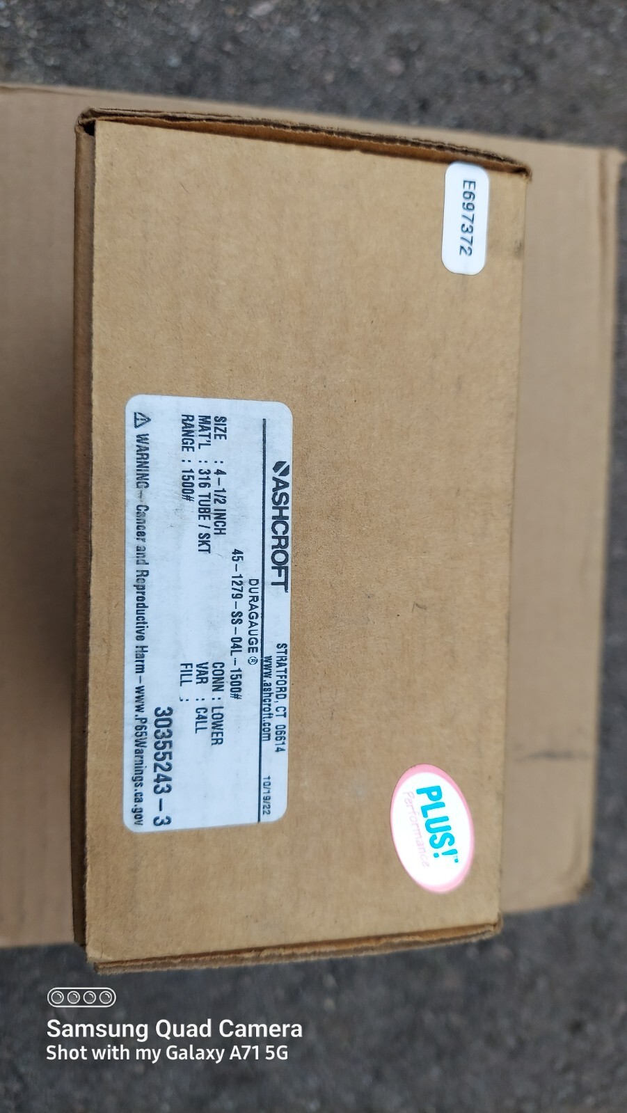 New Ashcroft 45-1279-SS-04L-1500# Duraguage Gauge