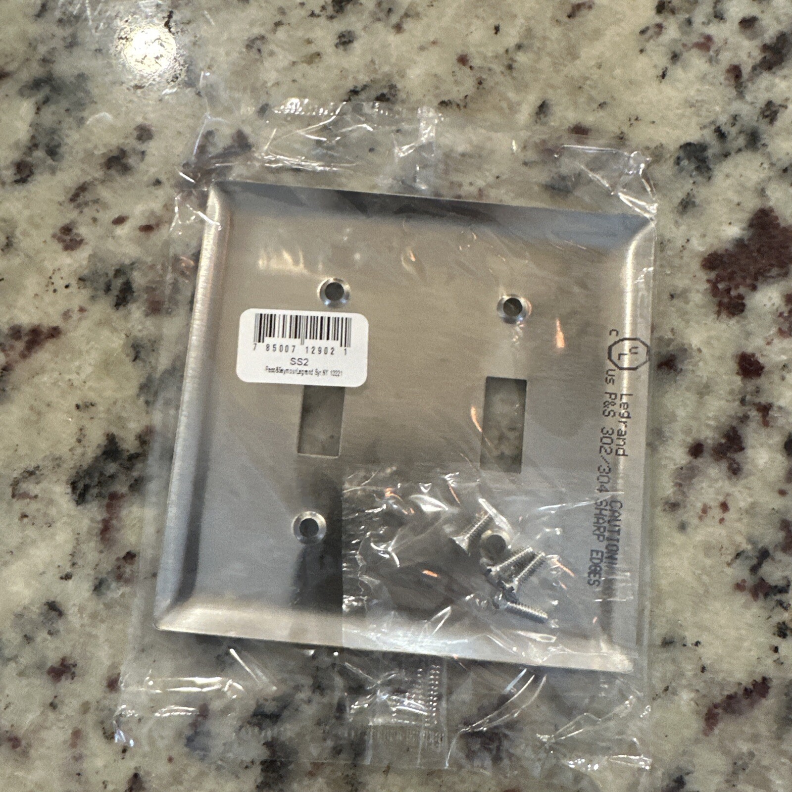 LEGRAND SS2 Toggle Wall Plate,Brushed Finish,Silver