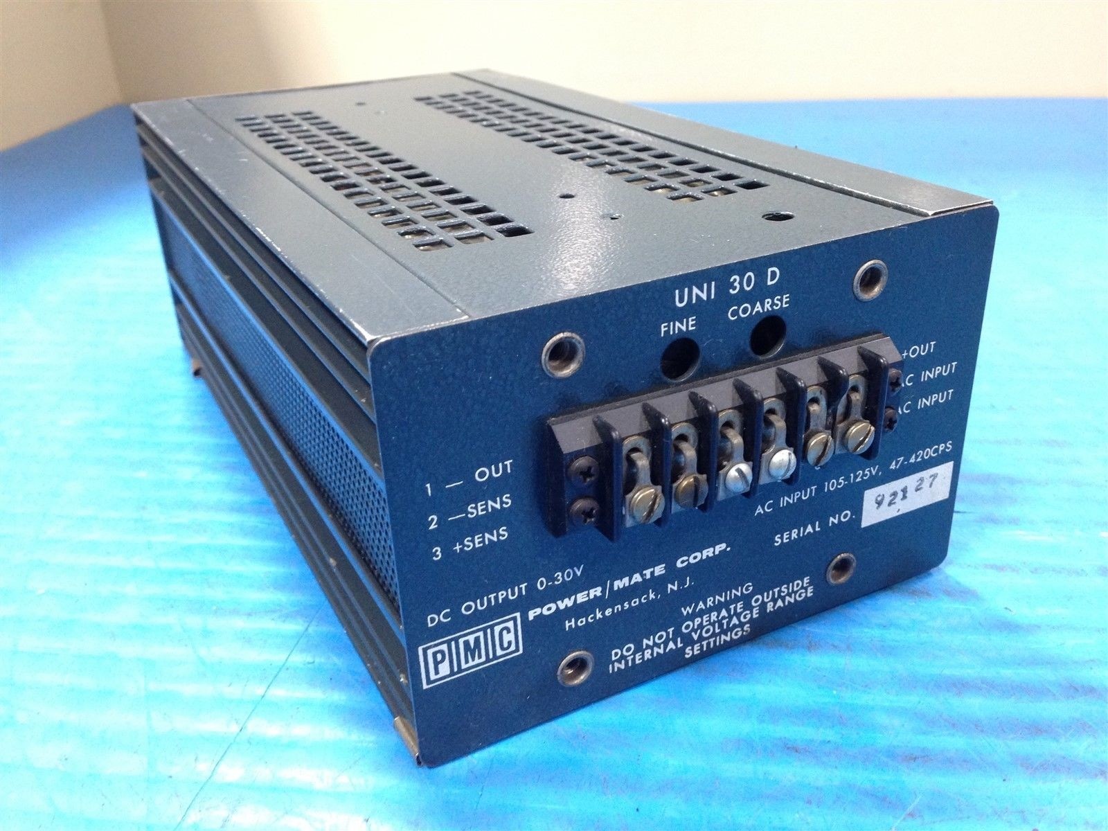 USED POWER MATE PMC UNI 30 D REGULATED POWER SUPPLY MODIFIED TO OEM-28D (J7)