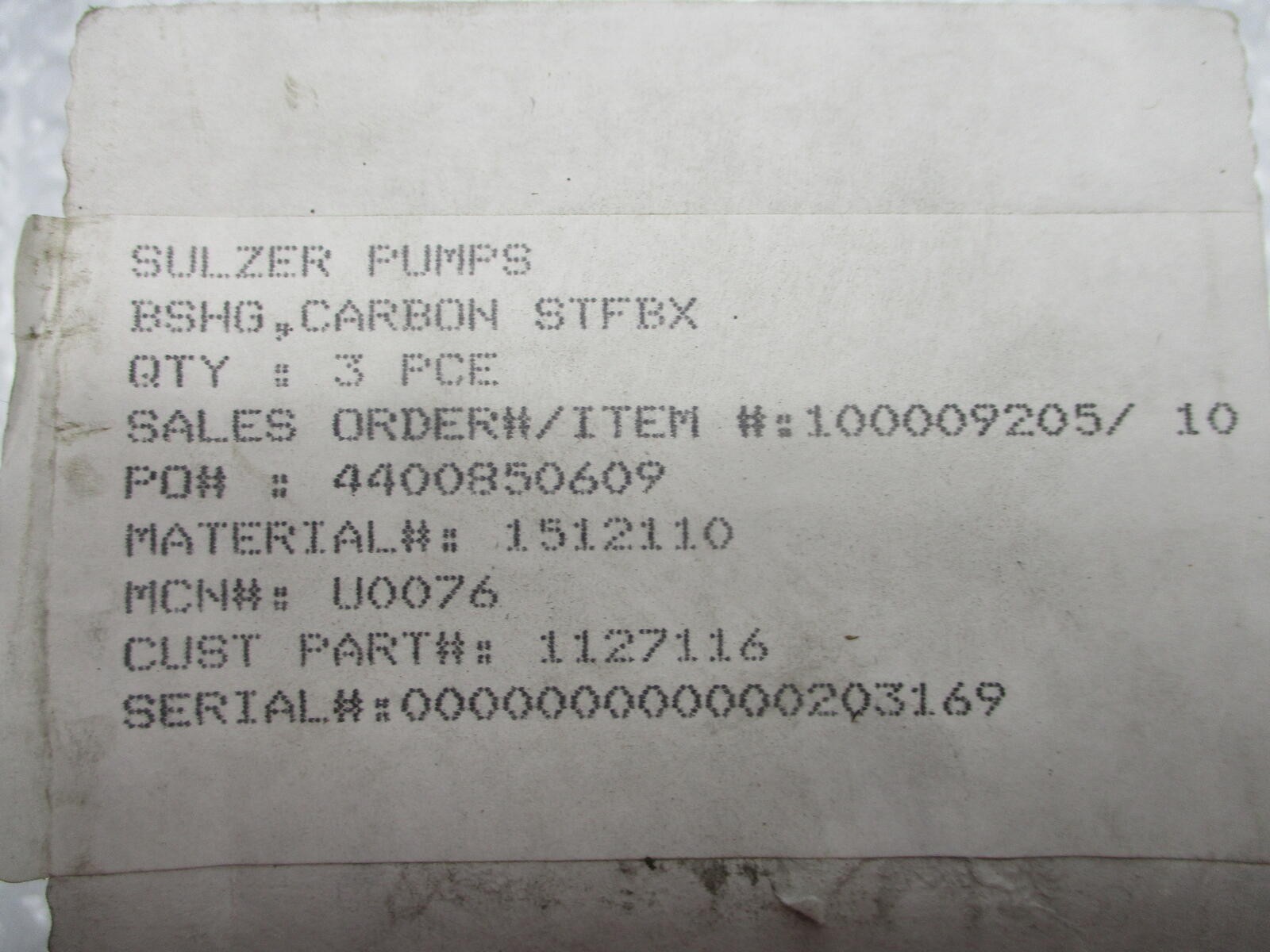 SULZER PUMPS 1127116 4400850609 BUSHING NSNP.
