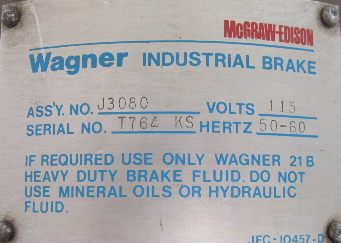 NEW MCGRAW EDISON J3080 INDUSTRIAL BRAKE 115V