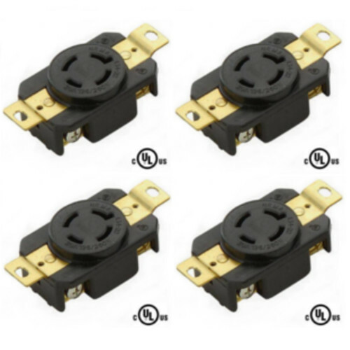 Grounding Locking Receptacle, 20A 125/250V AC, NEMA L14-20 (Pack of 4)