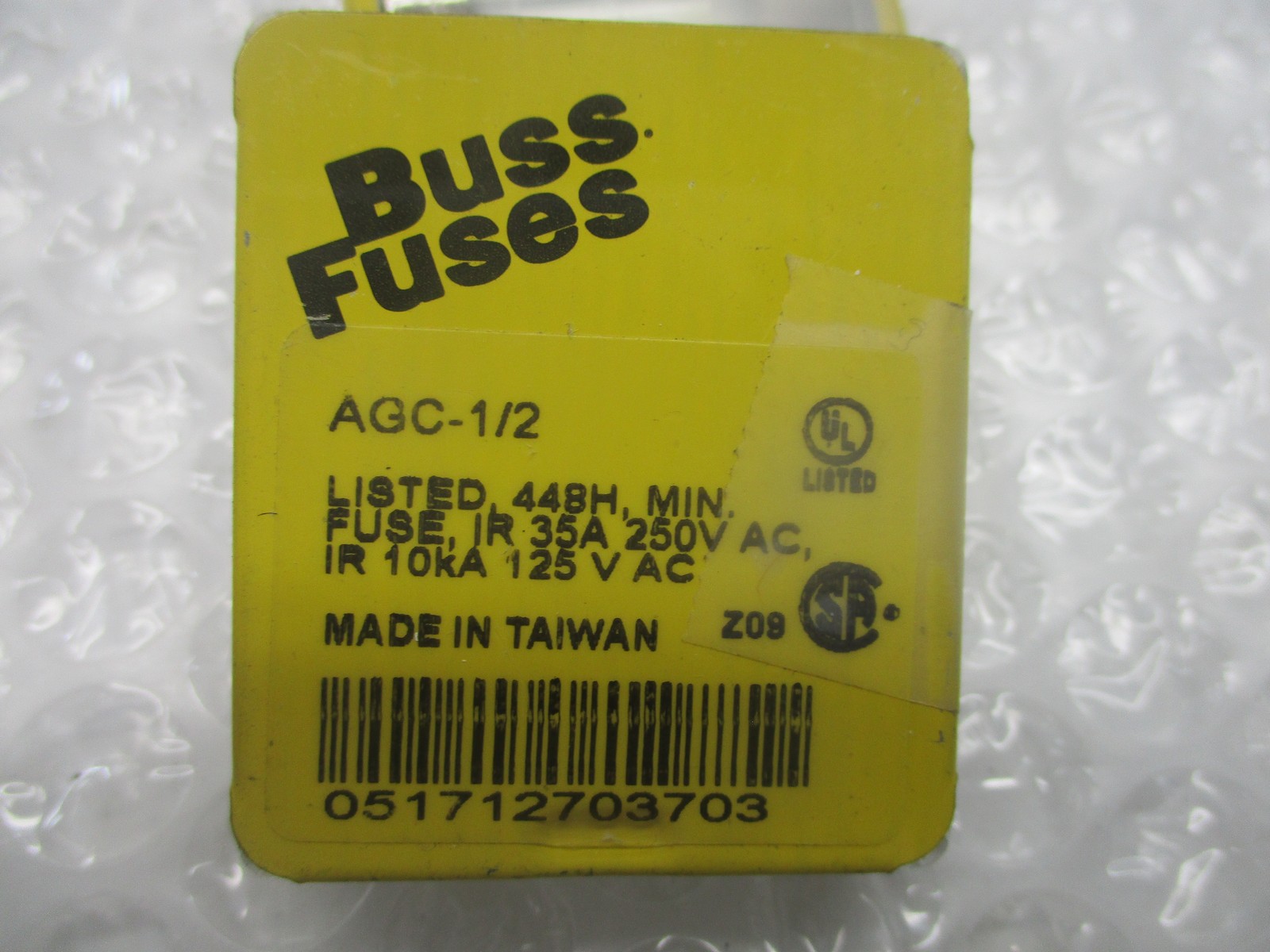 BUSSMANN AGC-1/2 FUSE LOT OF 2 PKG OF 5 NSMP