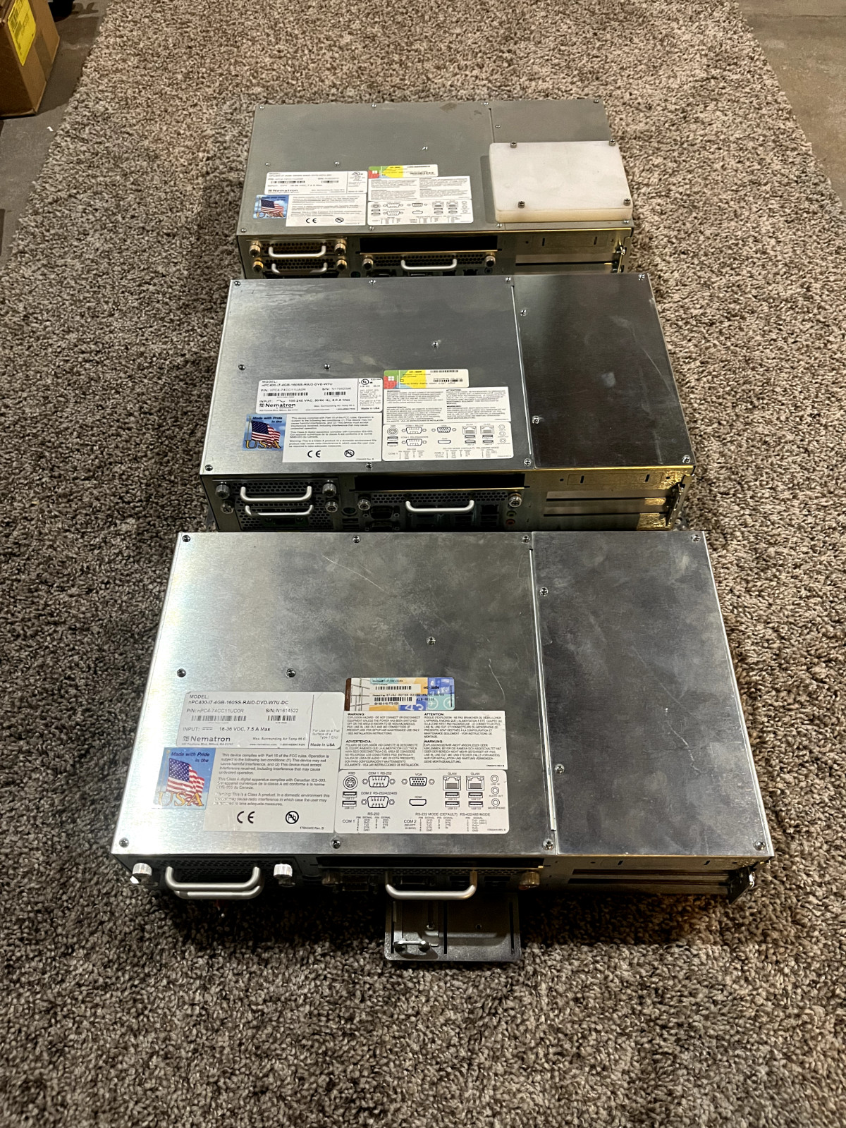 Lot of 3 Comark Nematron nPC400-i7-4GB-160SS-RAID-DVD-W7U Industrial Computer