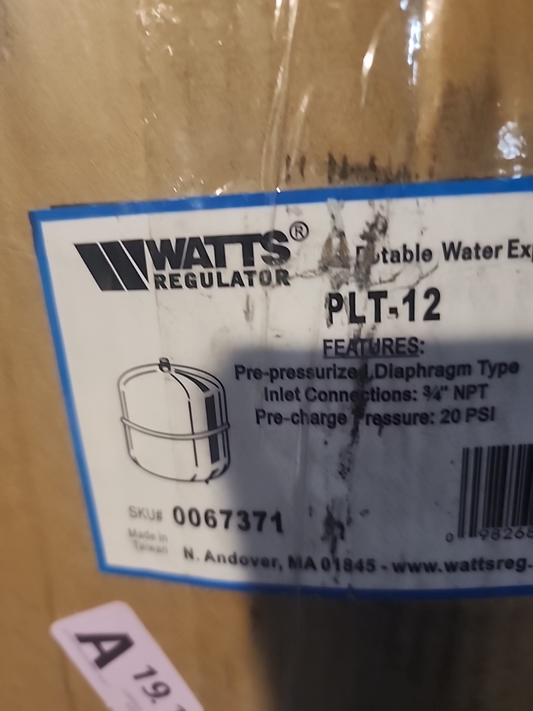 Watts 0067371 PLT-12 Potable Water Expansion Tank 4.5 Gallon 150 PSI Vertical