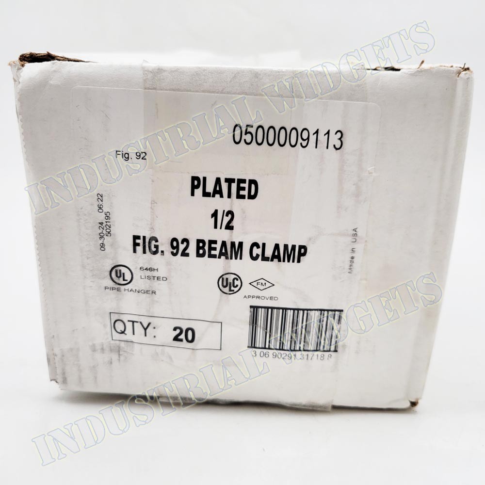 Qty 20, 3/4″ Anvil Zinc Plated Beam Clamps 0500009113 Fig. 92 Pipe Hangers