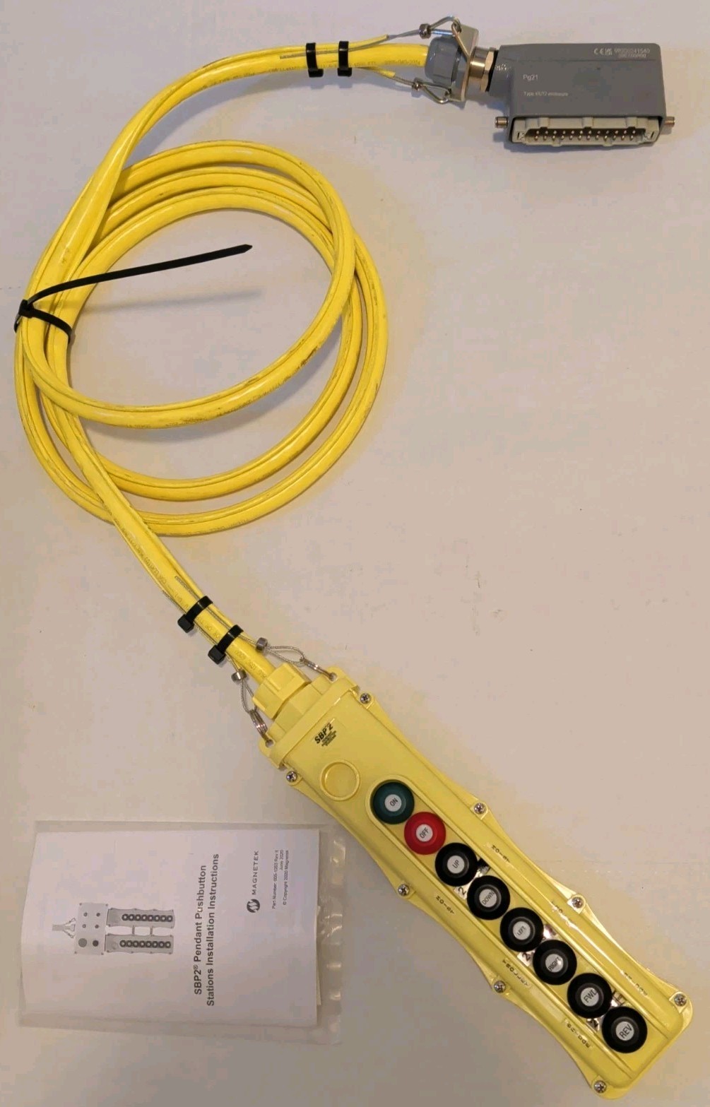 Magnetek SBP2-8-WBS Pendant 8-Button w/ On/Off + Attached Cable Harting Pg21