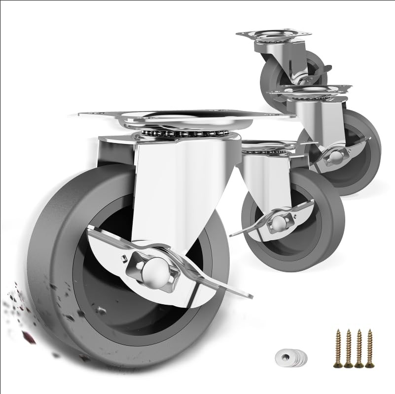 3 Inch Caster Wheels, Casters Set of 4, Heavy Duty Caster with Brake, Castors..