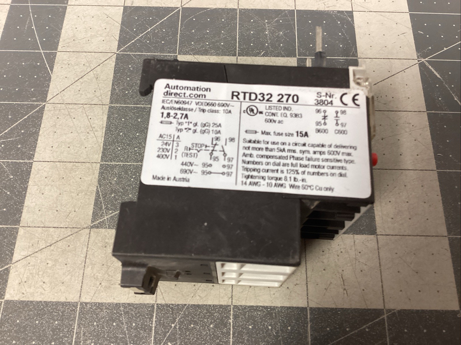 Automation Direct RTD32 270 Thermal Overload Relay (LN20K)