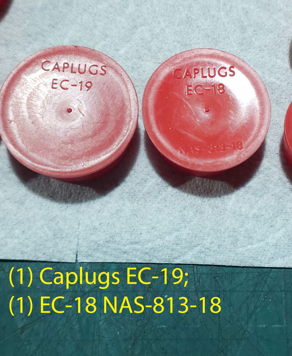Lot of 36 Caplugs + 8 Other Brand Caps – Mixed Sizes