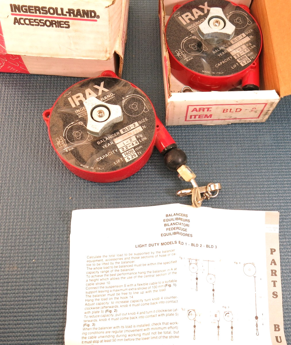 INGERSOLL RAND IRAX. 1-2 KG. 2.2 – 4.4 LBS. 1600 MM BALANCER – BLD 2. – 2 NEW