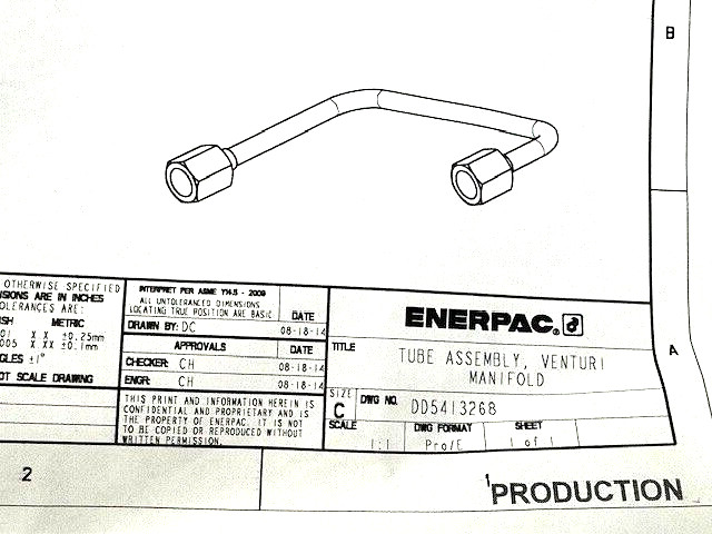 ENERPAC 1/4″ TUBE ASSEMBLY DD5416268 FOR VENTURI MANIFOLD