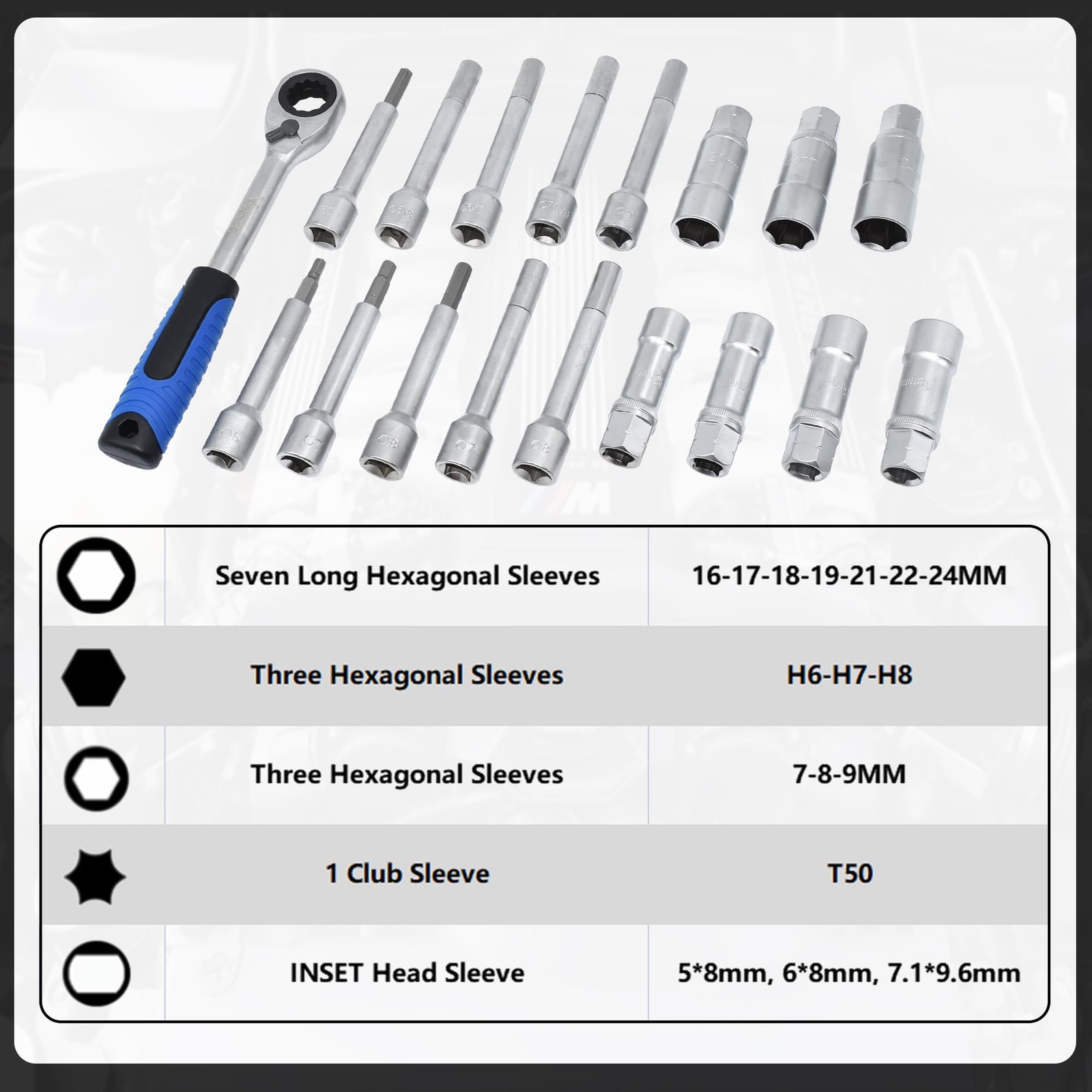 18PCS Steering Hub Suspension Shock Absorber Strut Nut Removal Tool Socket Ki…