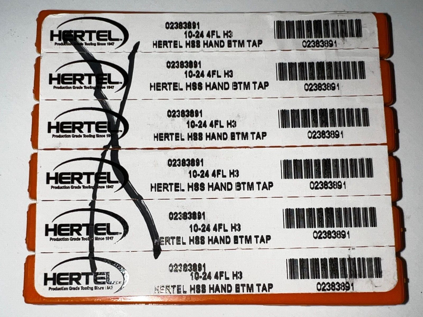 HERTEL BOTTOMING HAND TAP 4 FLUTE 02383891 #10-24 H3 1″ LOC 2-1/2″ OAL LOT OF 6