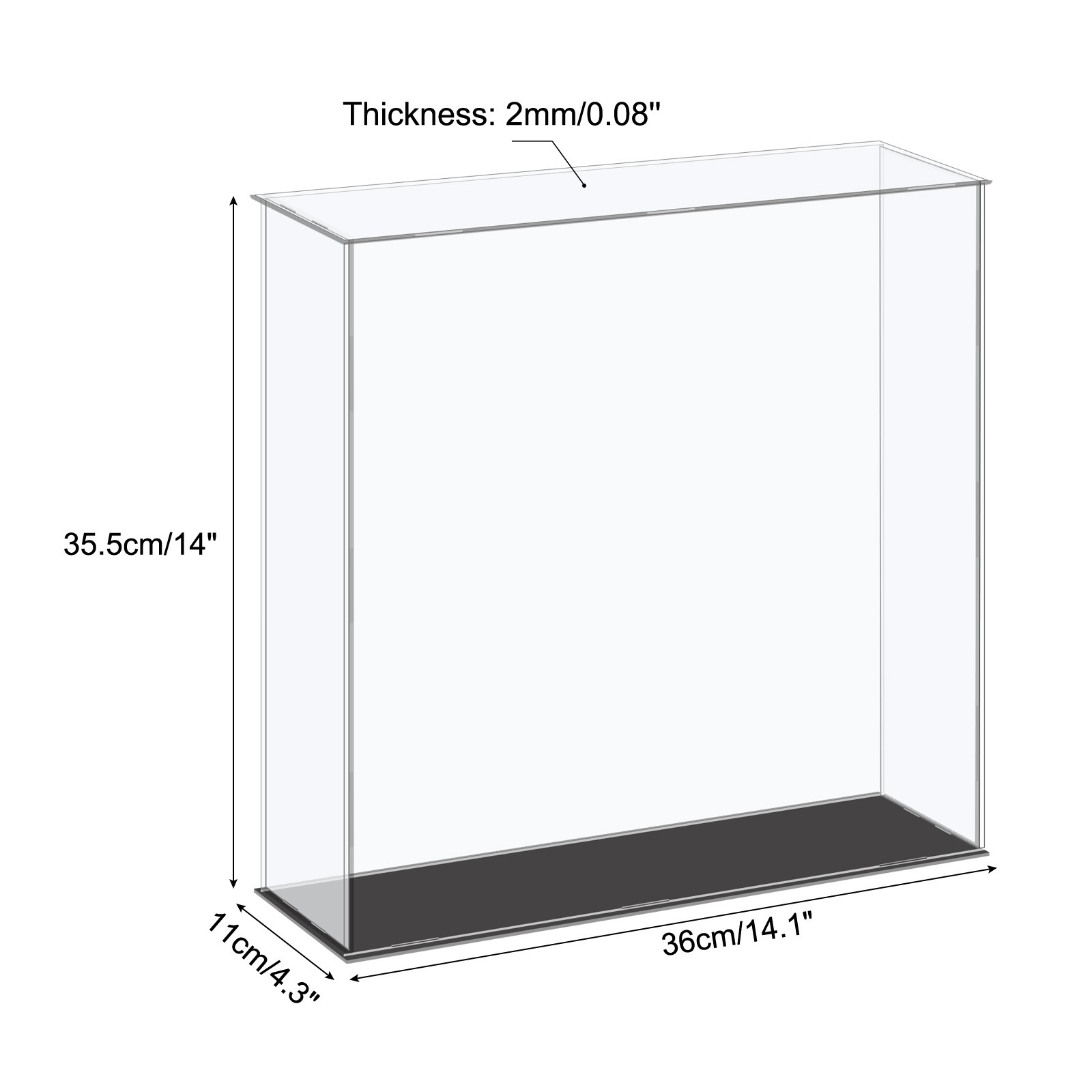 Acrylic Display Case Plastic Box Cube Storage Box Clear 36x11x35.5cm