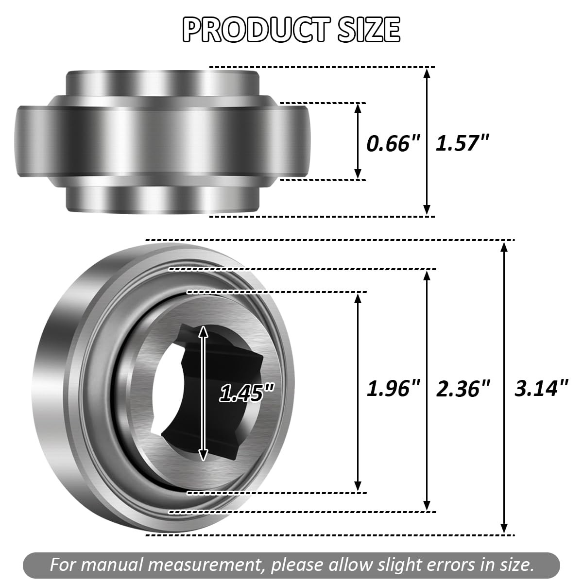 Square Bore Bearing 1 1/8″ DS208TT5 Replacement W208PPB5 63mm Bore Disc Harrow