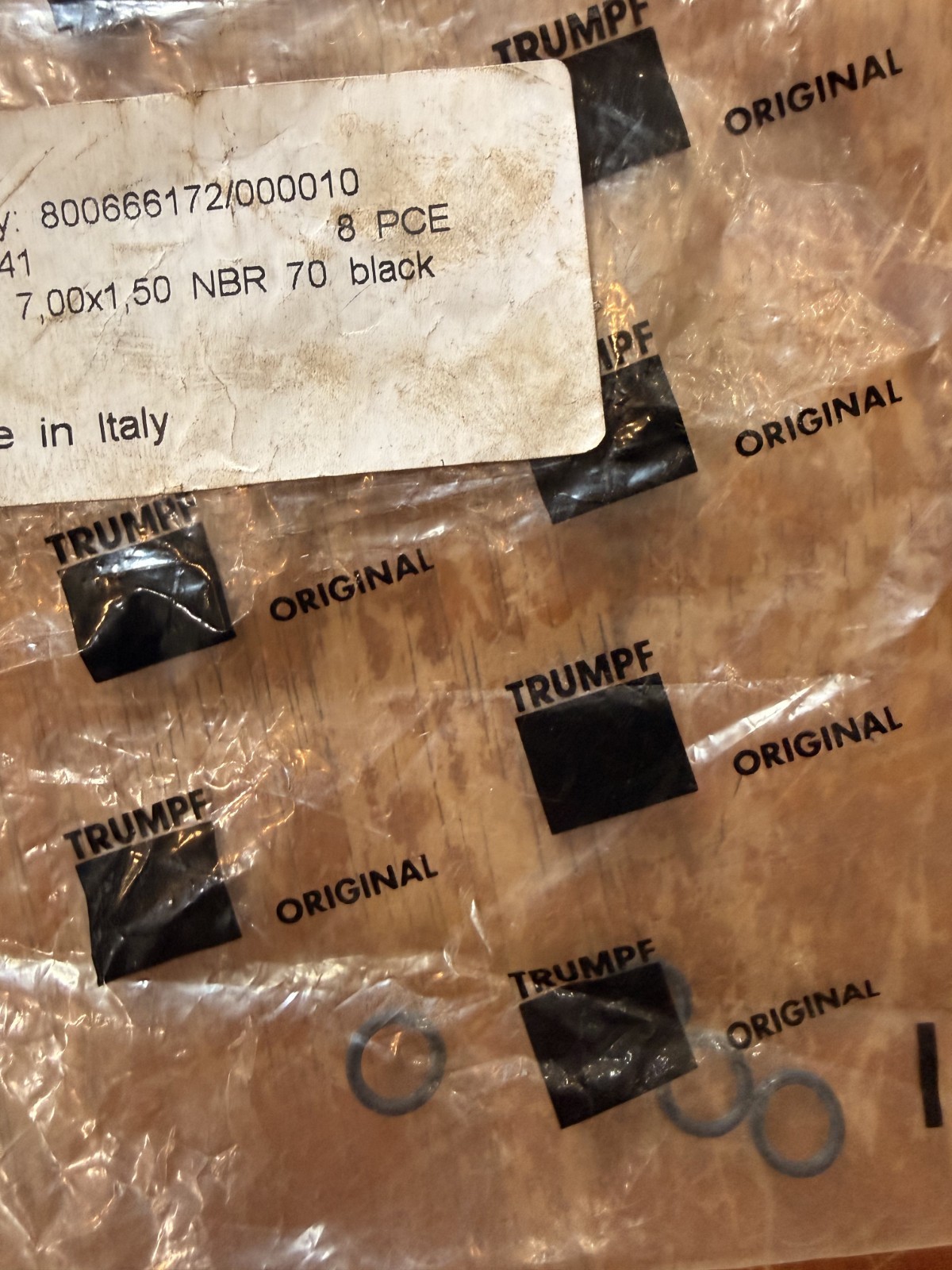 RARE NEW LOT of 4 Trumpf Laser Machine O-Ring 7mm 1.50 NBR 70 # 0095241 95241