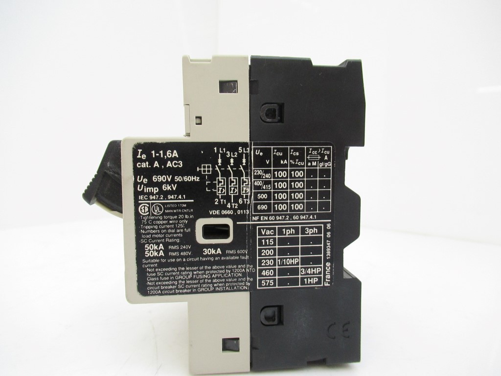 Schneider Telemecanique GV2-M06 Motor Starter W/ GV2AN11 Auxiliary Contact