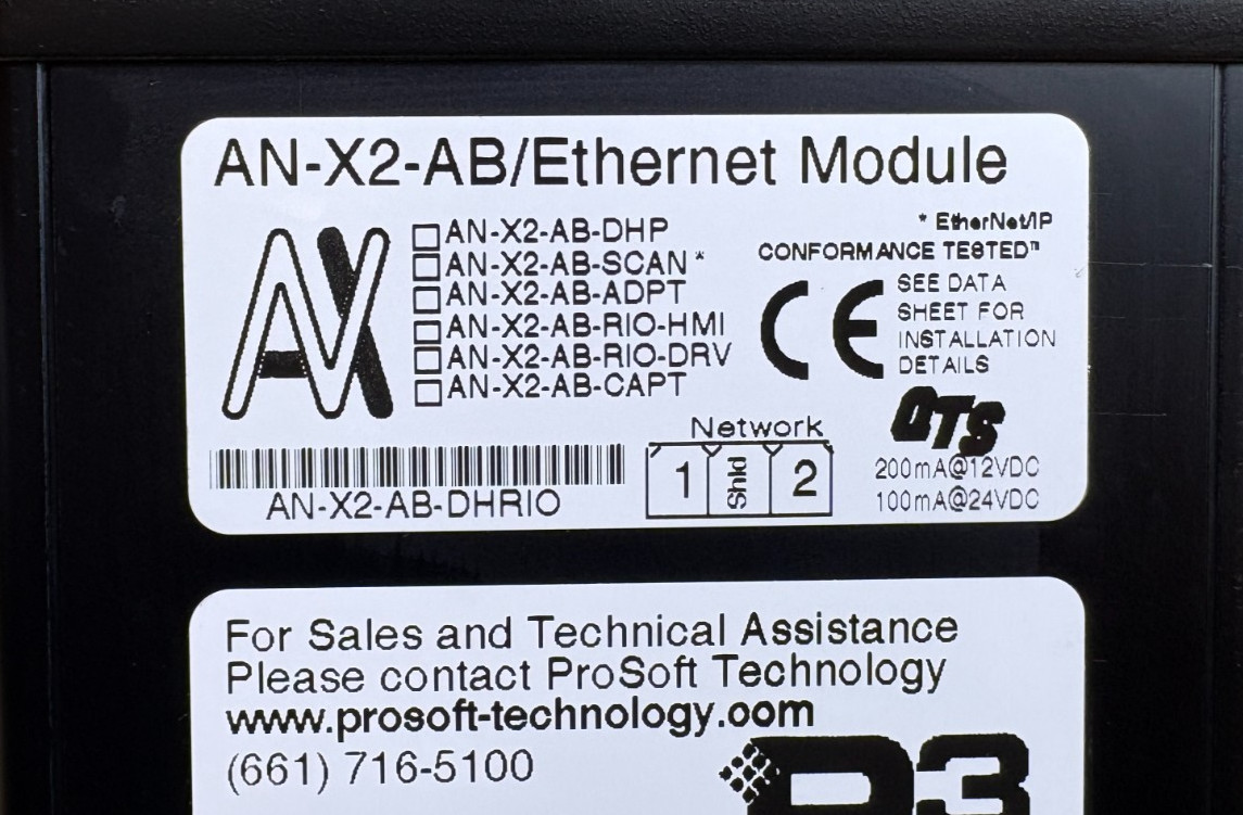 ProSoft AN-X2-AB-DHRIO Automation Network Ethernet Bridge Module