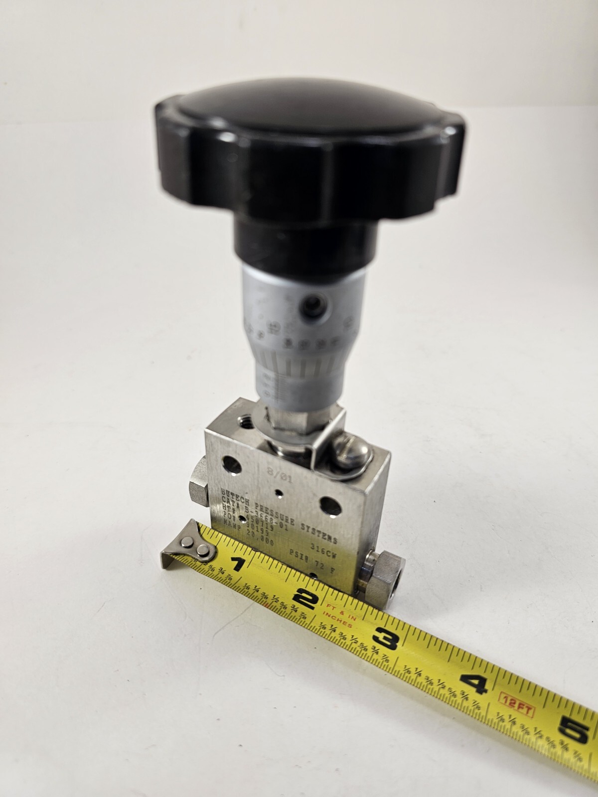 BUTECH PRESSURE NEEDLE VALVE CAT# B-3668-01 20,000 PSI / 316CW .