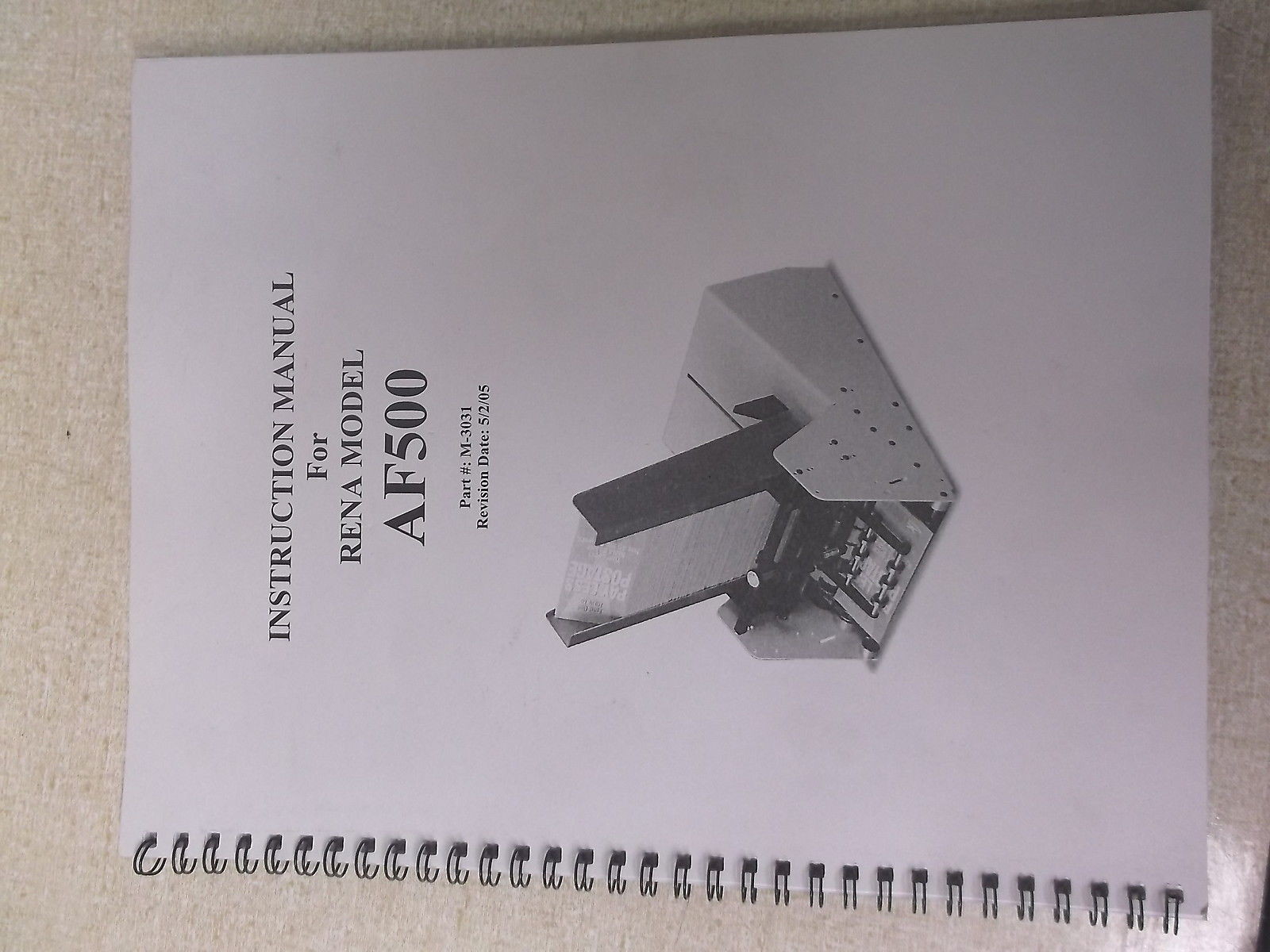 USED RENA INSTRUCTION MANUAL FOR AF500, M-3031 FREE SHIPPING
