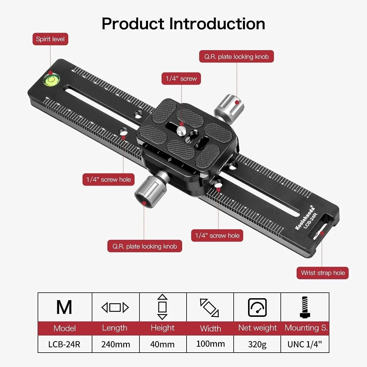 240mm Professional Rail Nodal Slide Metal Quick Release Clamp,Dual Dovetail C…