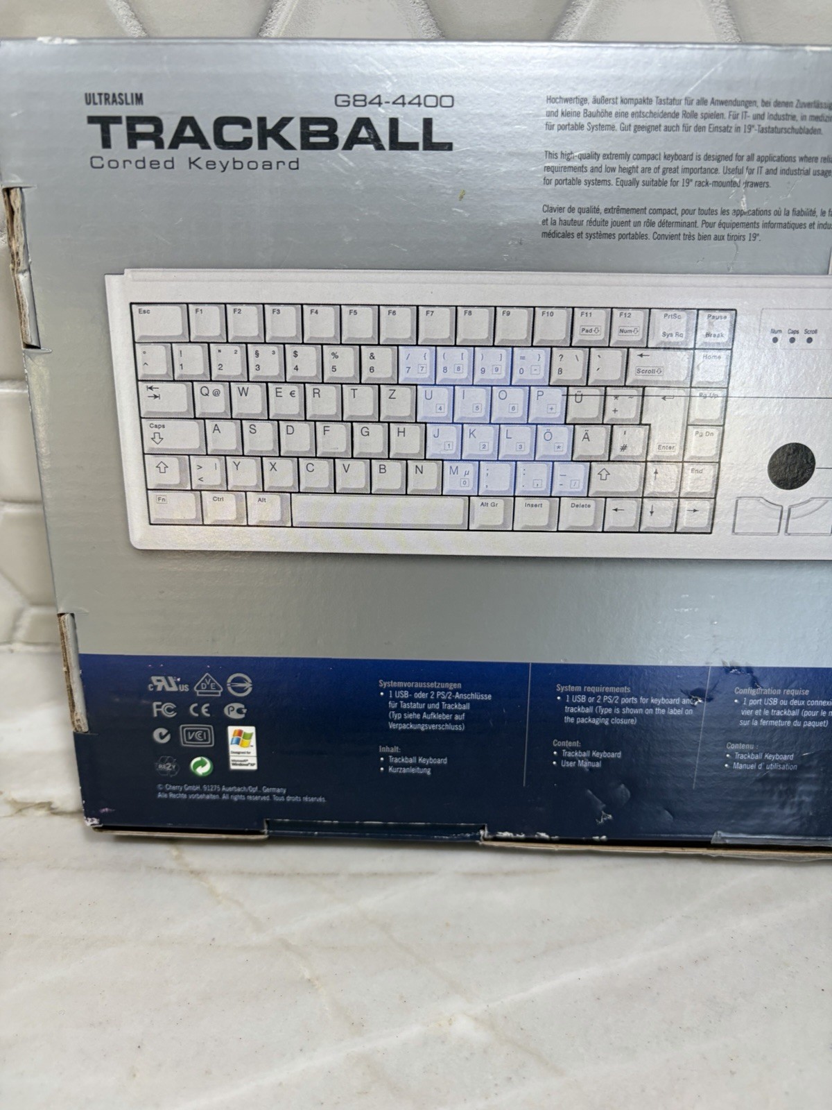 Cherry G84-4405PPBUS G84-4400 Ultraslim Trackball Keyboard