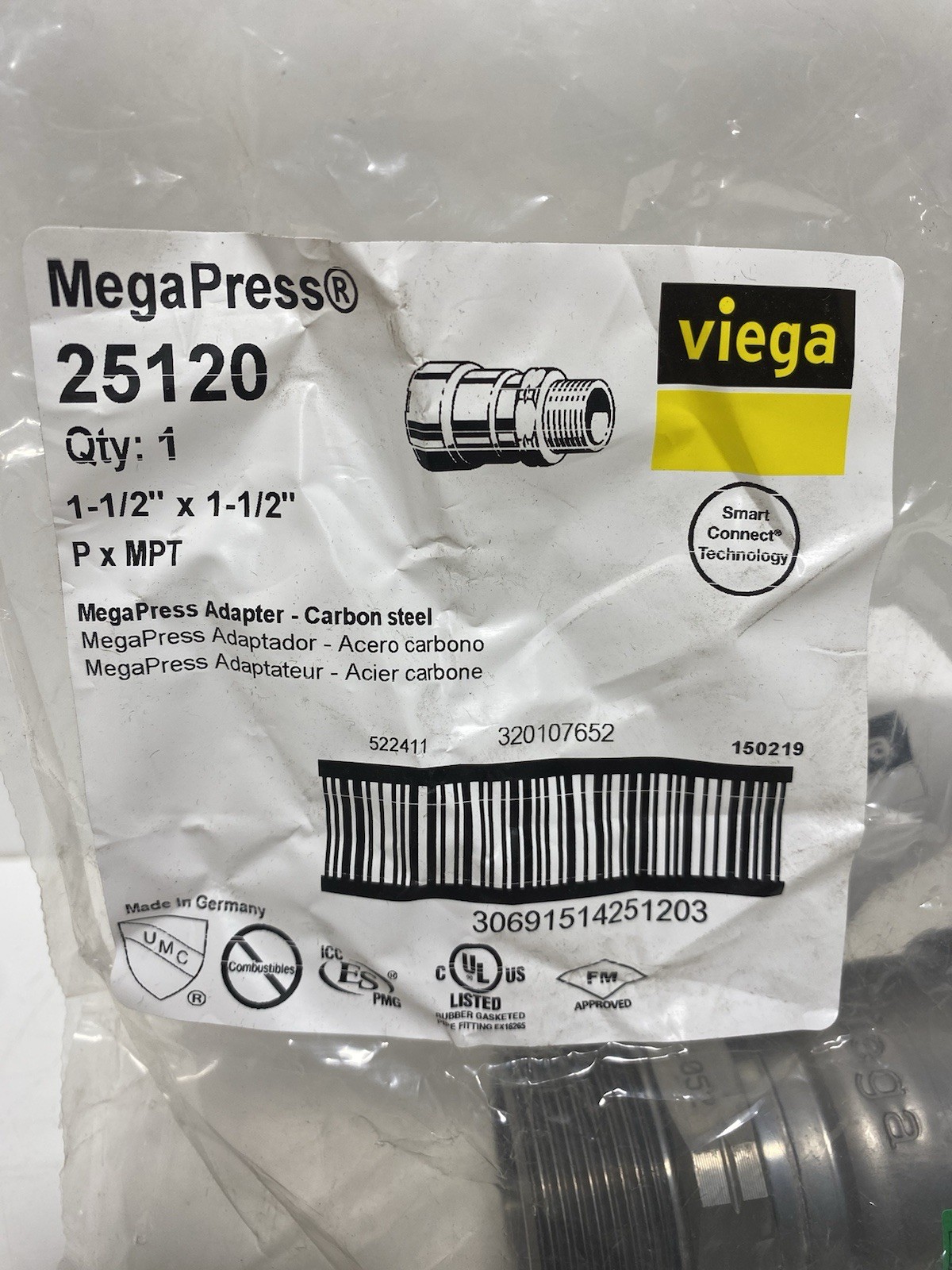 Viega 25120 Viega Megapress Adapter, 1-1/2″ X 1-1/2″