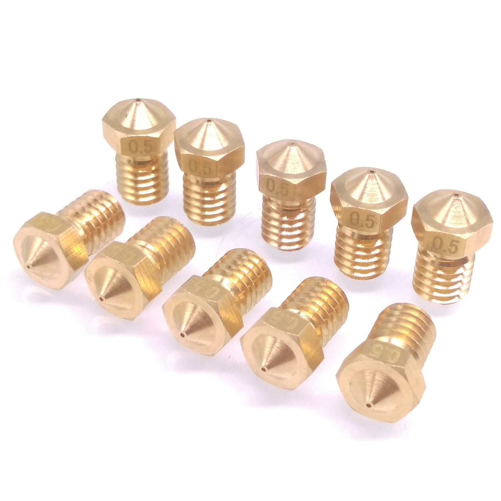 10pcs 3D Printer Extruder Brass Nozzle 0.5mm M6 Thread 1.75mm For E3D