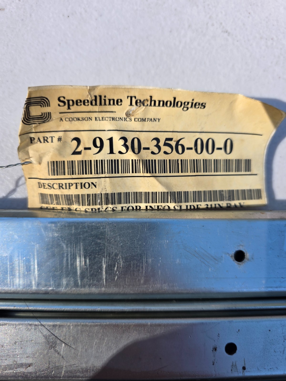 Speedline Technologies 2-9130-356-00-0, 31″ MPM Slide Rail