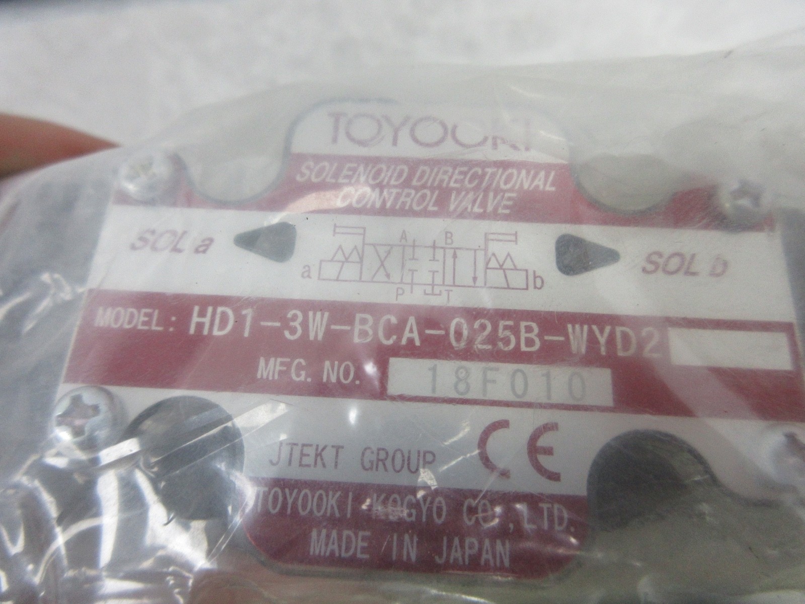 TOYO-OKI HD1-3W-BCA-025B-WYD2 SOLENOID DIRECTIONAL CONTROL VALVE, Y0096