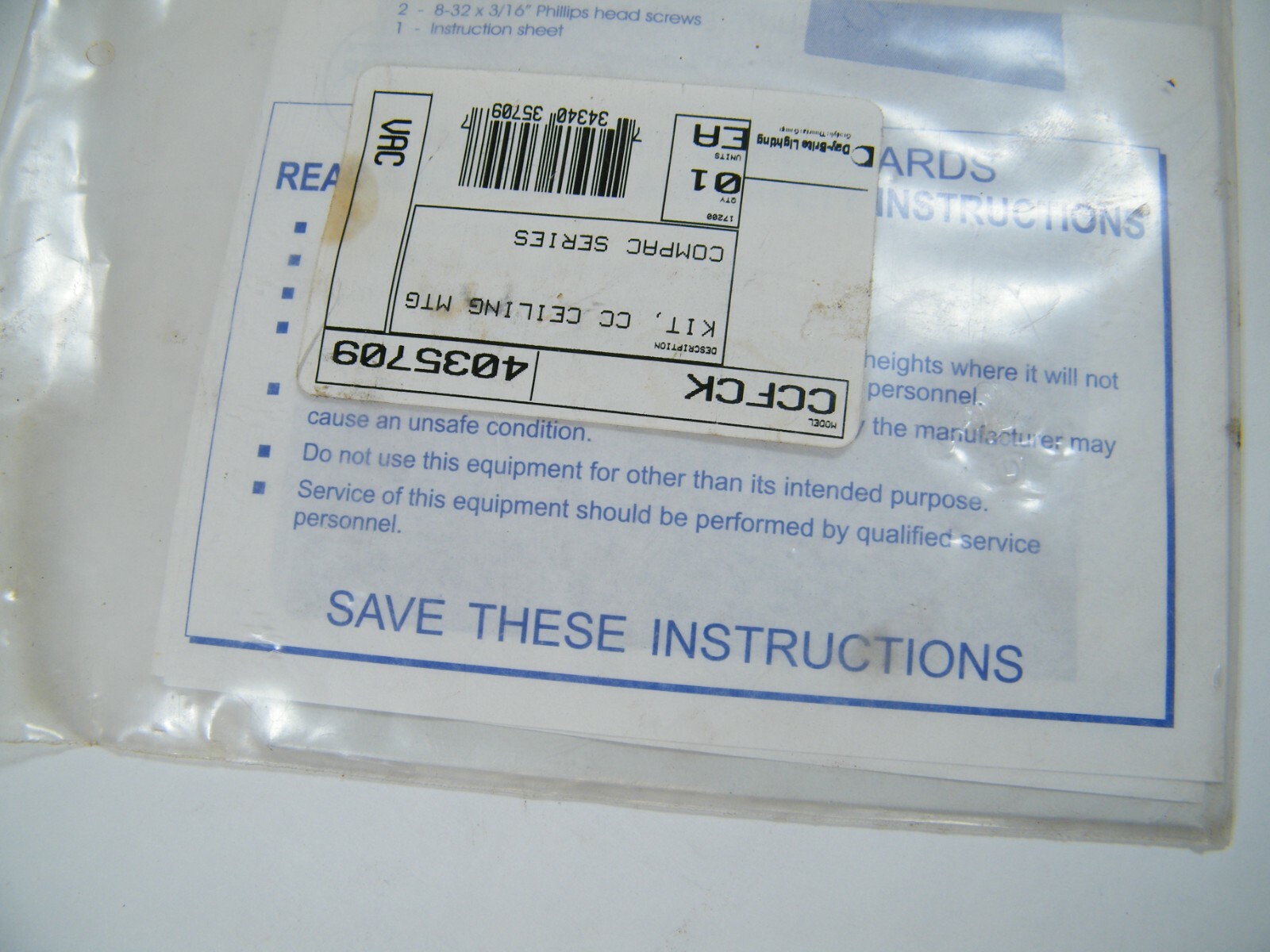 DAY-BRITE CCFCK 4035709 CEILING KIT COMPAC SERIES