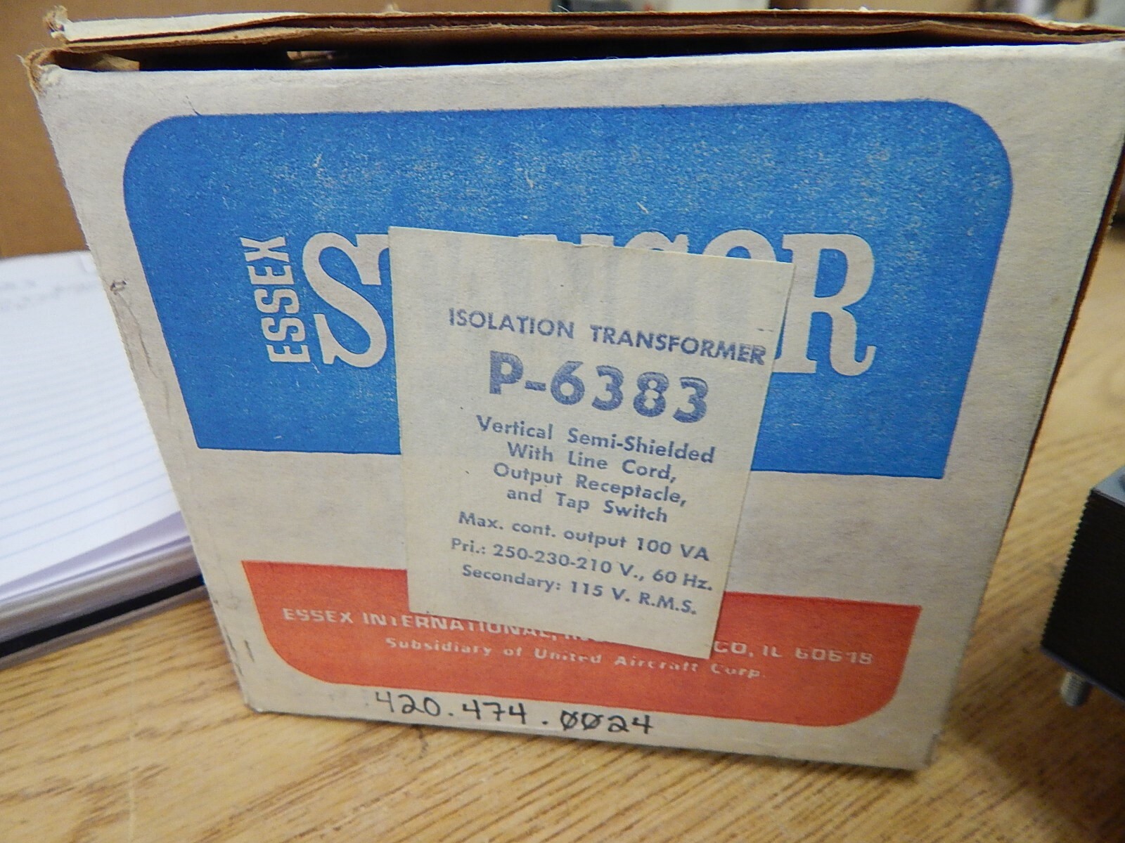 NEW Essex Stancor P-6383 Isolation Transformer 115 VRMS 420.474.002Y