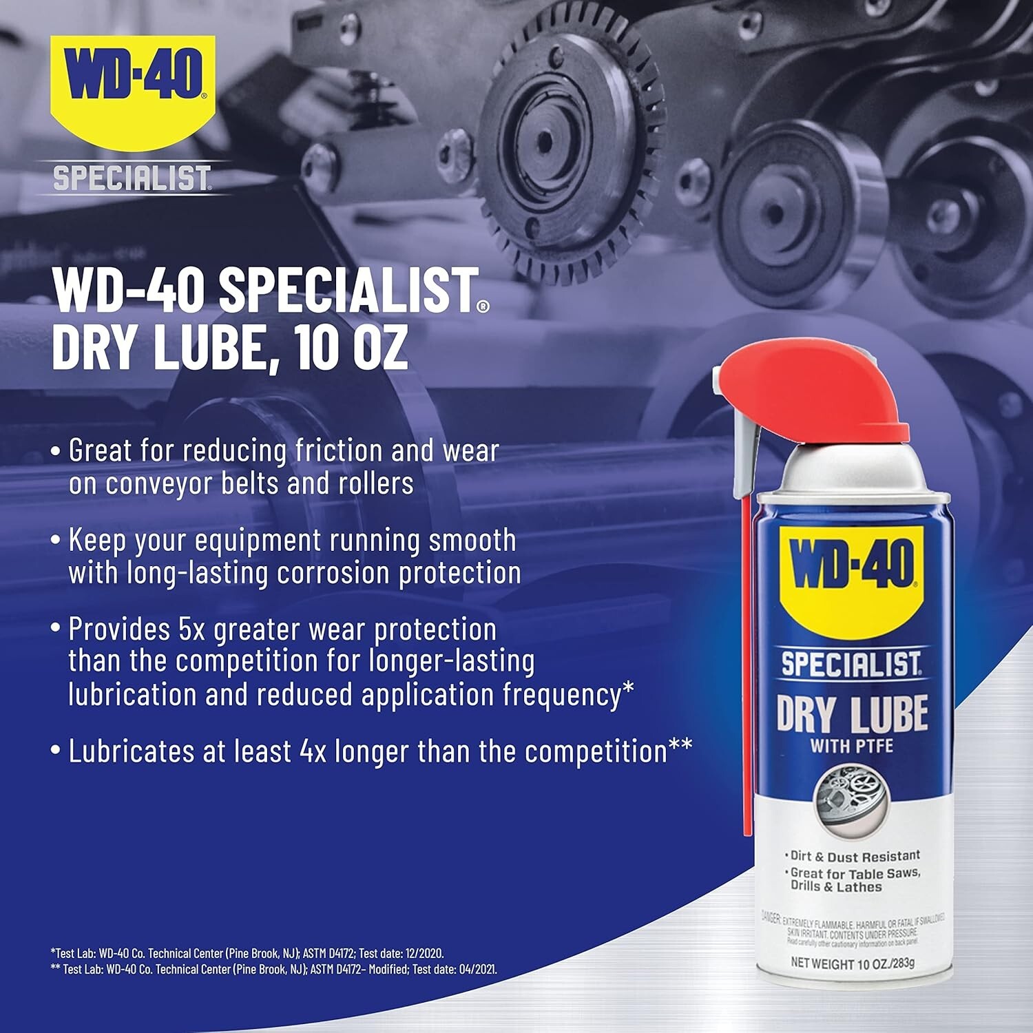 Dry Lube PTFE Spray with Smart Straw – Twin Pack for Tool Longevity 10 Oz.