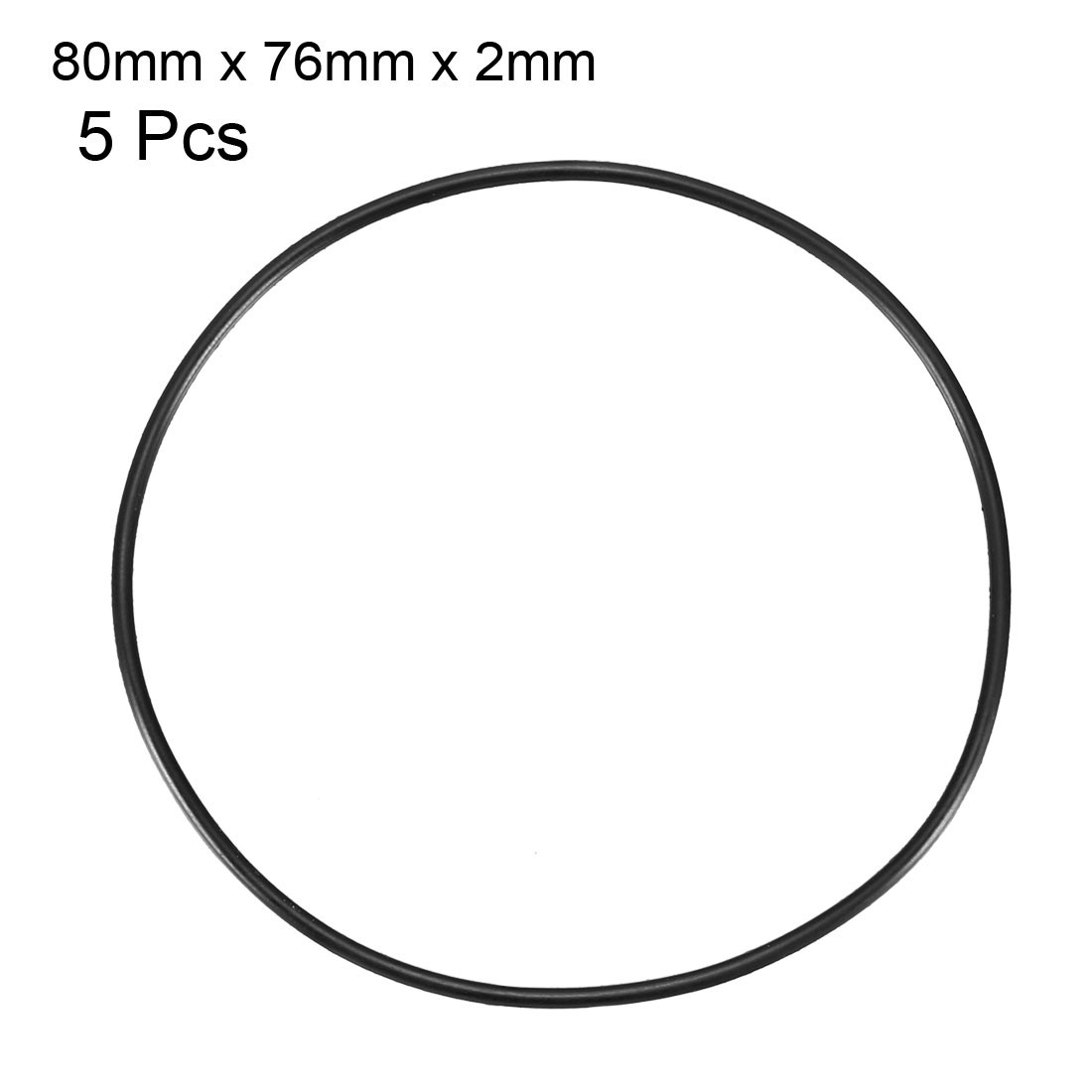 5Pack 80mm External Dia 2mm Thickness Black Rubber Oil Sealed O Ring
