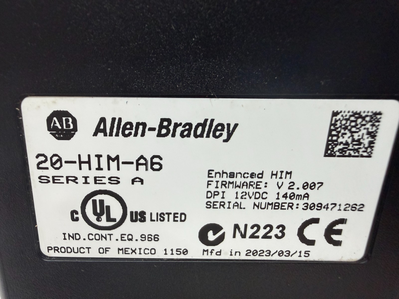 GOOD USED! ALLEN-BRADLEY 12V SER.A ENHANCED HIM KEYPAD 20-HIM-A6