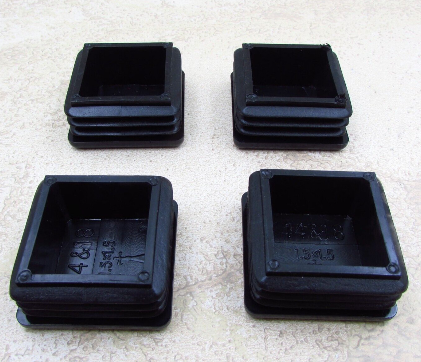 QTY 4 Black 1-1/2″, 1.5″, 14-18 Gauge Square Tube End Cap Plastic Insert Plugs